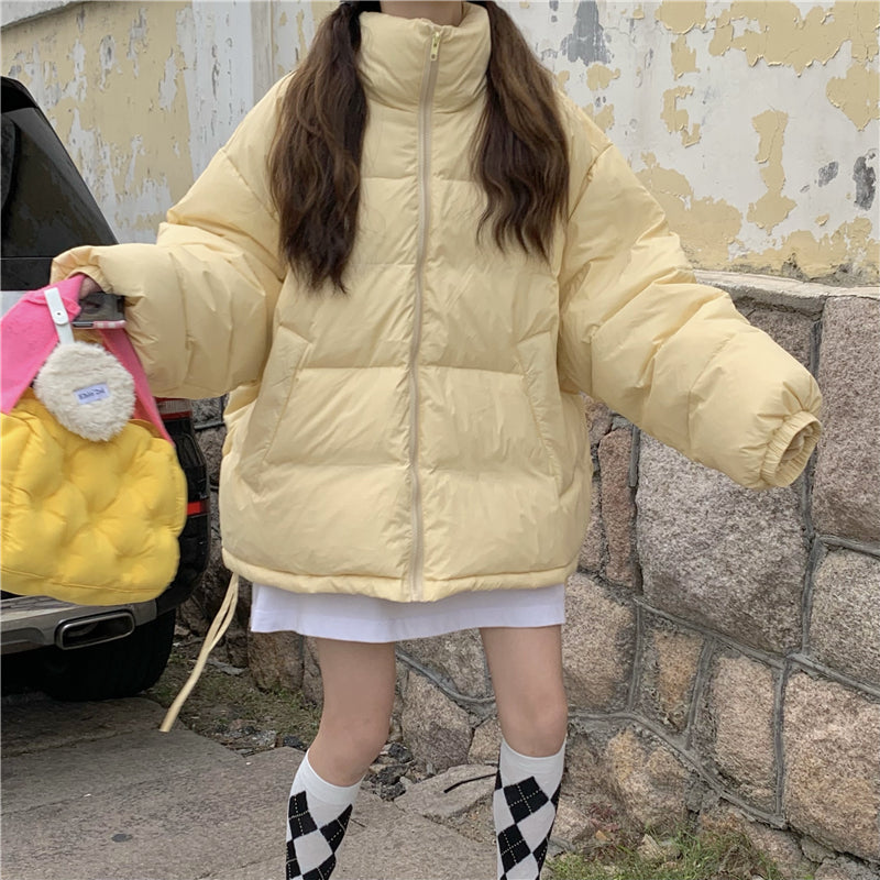 Light Blue Cotton Clothing Women's Autumn And Winter Thickened Cotton Coat