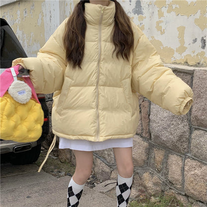 Light Blue Cotton Clothing Women's Autumn And Winter Thickened Cotton Coat