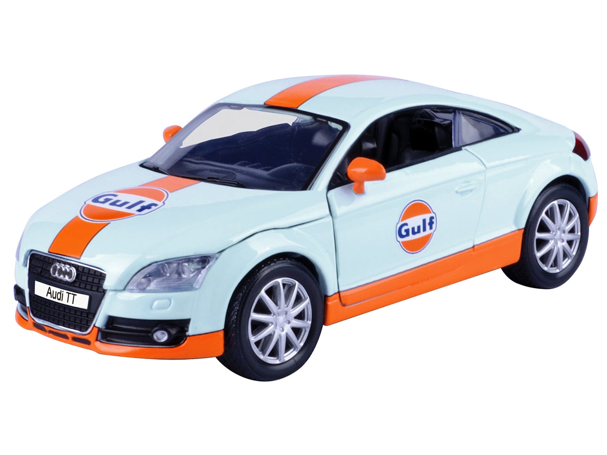 Audi TT Coupe "Gulf Oil" Light Blue with Orange Stripes "Gulf Die-Cast Collection" 1/24 Diecast Model Car by Motormax