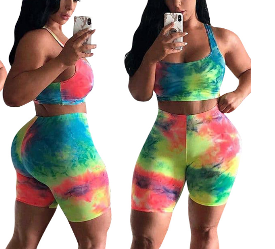 Two-piece tie-dye sportswear