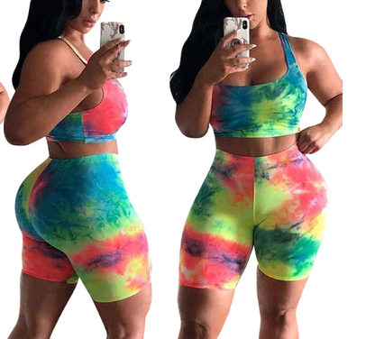 Two-piece tie-dye sportswear