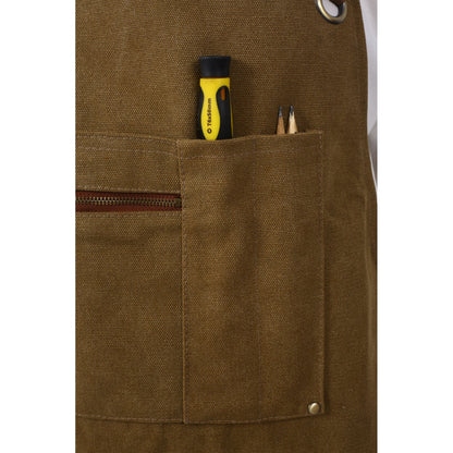 Long heavy-duty canvas tool apron, carpenter apron, carpenter 16 ounces, fully adjustable, no need for waxing
