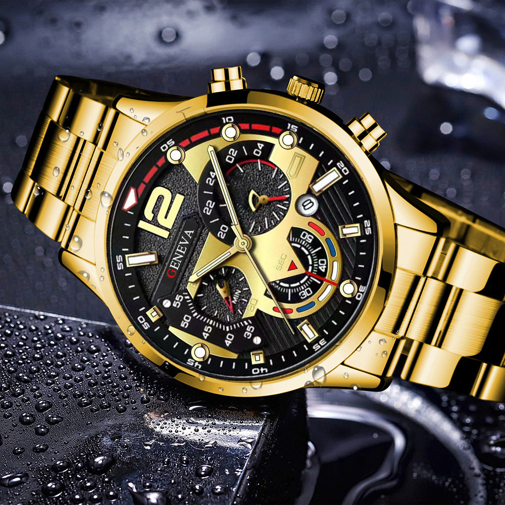 Men's Bracelet Cross Necklace And Watch Set