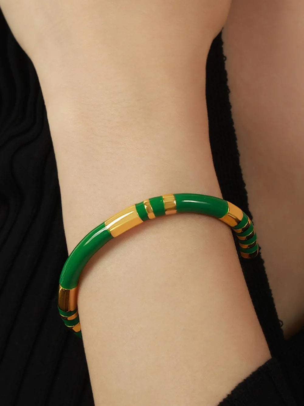 Enamel Titanium Steel Cuff Bracelet