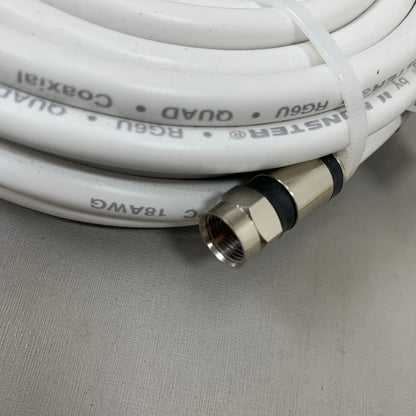 MONSTER RG6 Quad Coax Satellite Tv Cable 25ft White 140033-00
