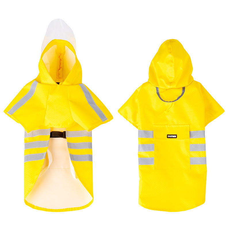 Large Dog Raincoat - Poncho Style Reflective Strip Pet Raincoat Windproof Waterproof Dog Hooded Raincoat