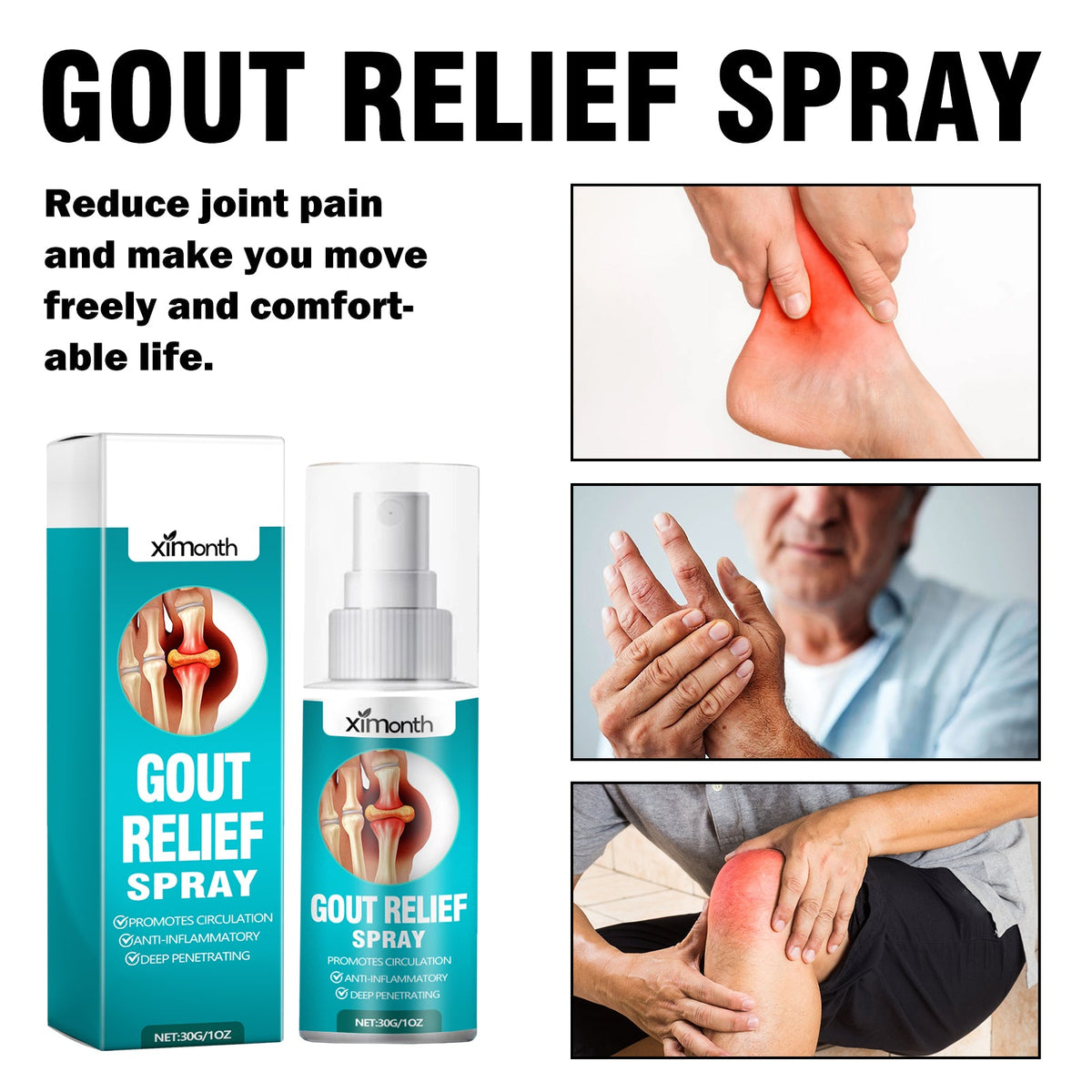 Gout Relief Spray, Relieve Lumbar Joint Muscle Knee Soreness Activating Muscles And Bone Health Care