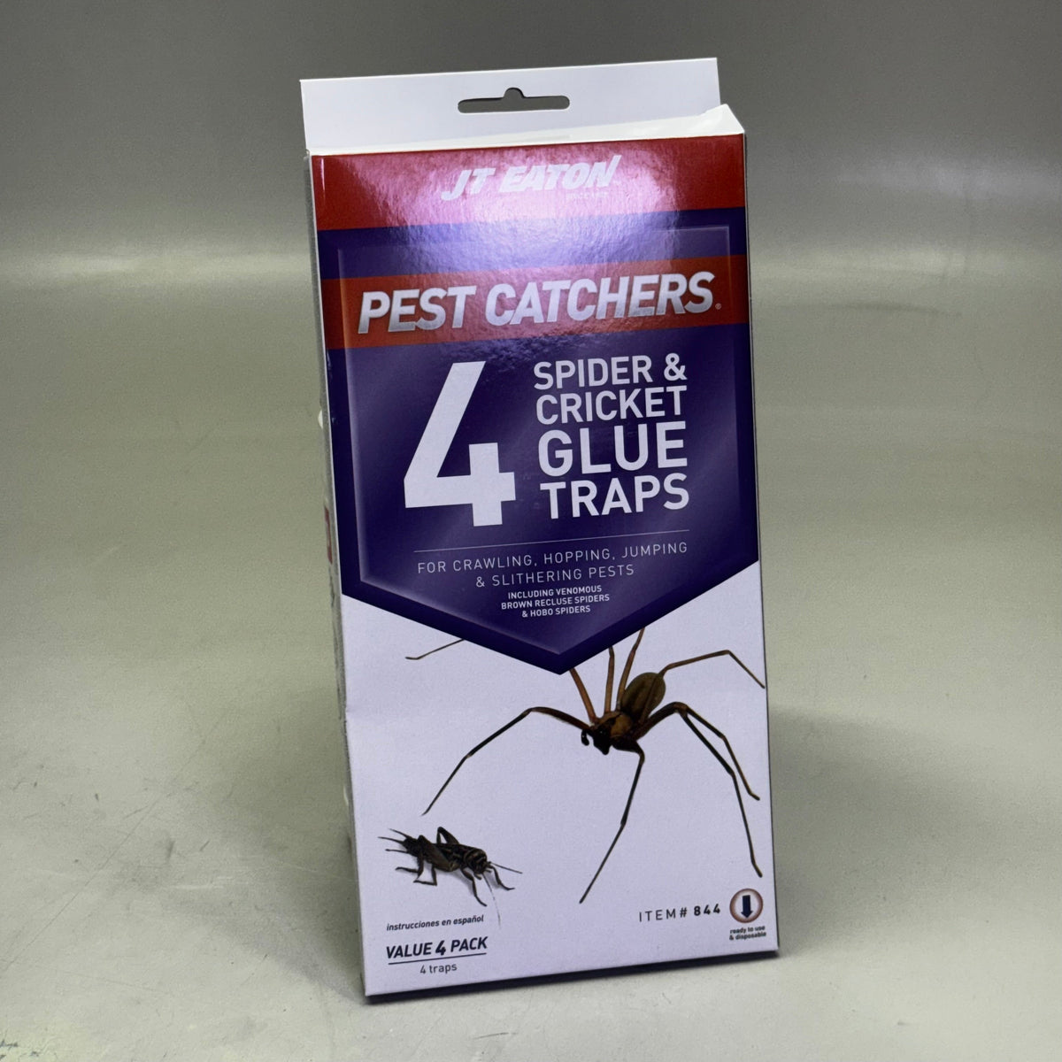 JT EATON (2 PACK of 4) Stick-Em Large Spider And Cricket Glue Trap Yellow PM844
