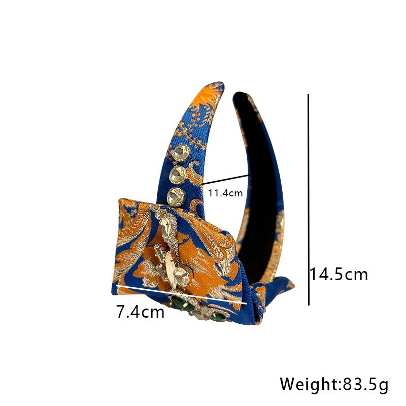 Handmade heavy industry fabric with diamond inlaid hair bands for women