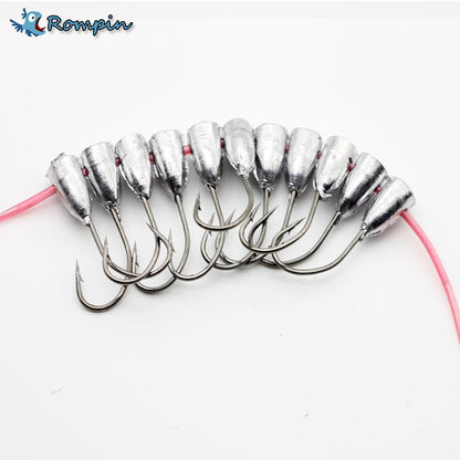 Rompin 10pcs/bag overturned hook lead fishing hooks
