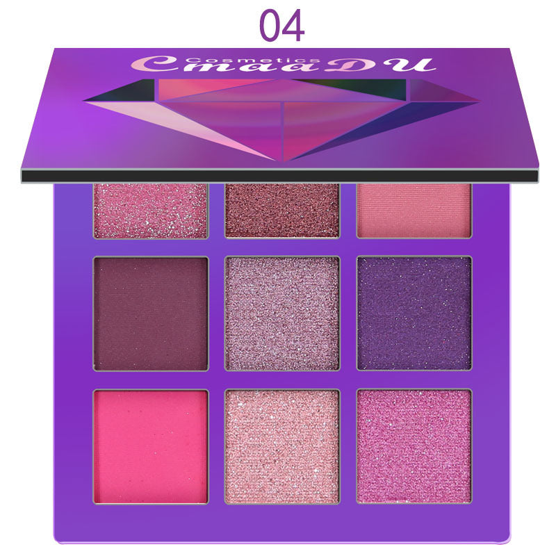 CmaaDu 9 Colors Eye Shadow Diamond Shine Eyeshadow Palette Shiny Highlight Eyeshadow