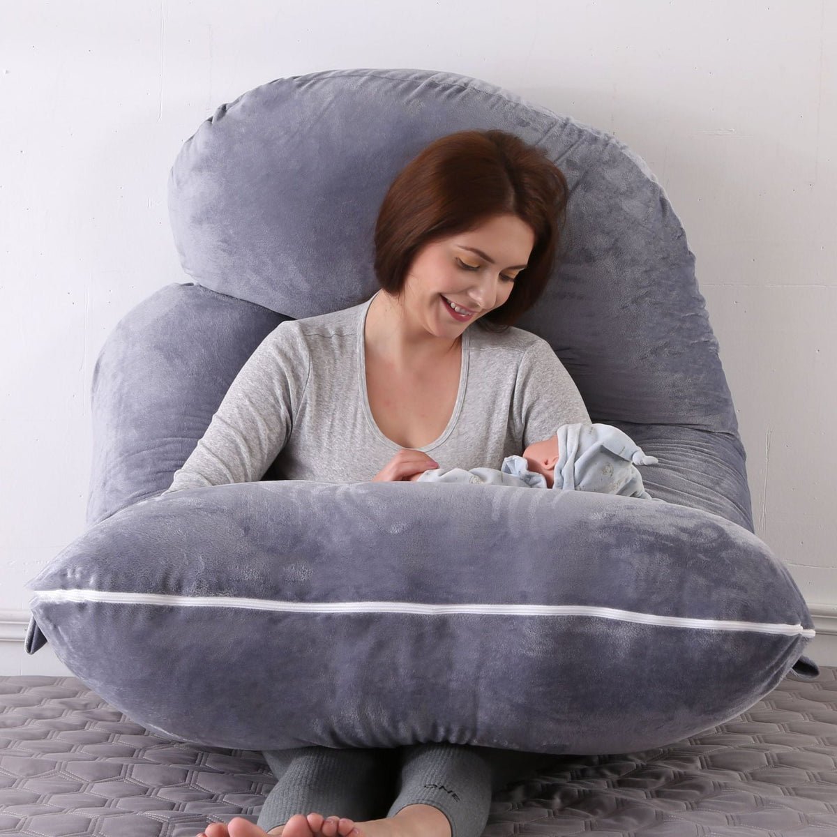 Pregnant women's detachable crystal velvet G-type side lying waist protection pillow