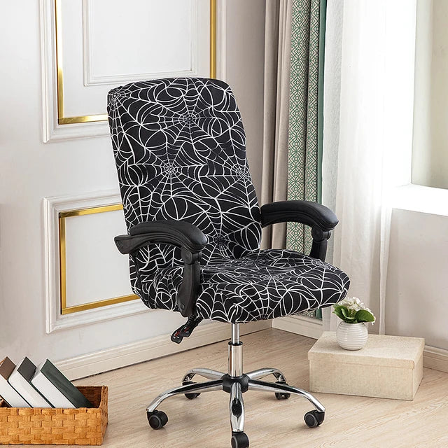 Stretch Printed Computer Office Chair Covers Soft Fit Universal Desk Rotating Slipcovers Removable Washable Anti-Dust Spandex