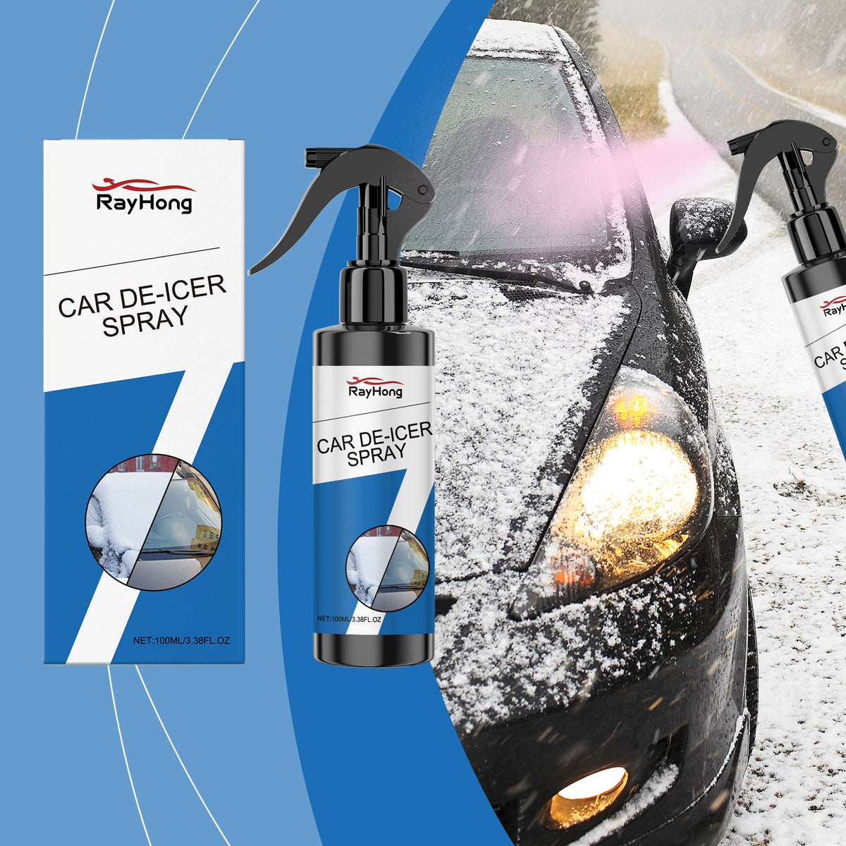 Car De-Icer Spray, Car Windshield Windows Fast Defrosting Snow Melting Ice Spray Magic Device