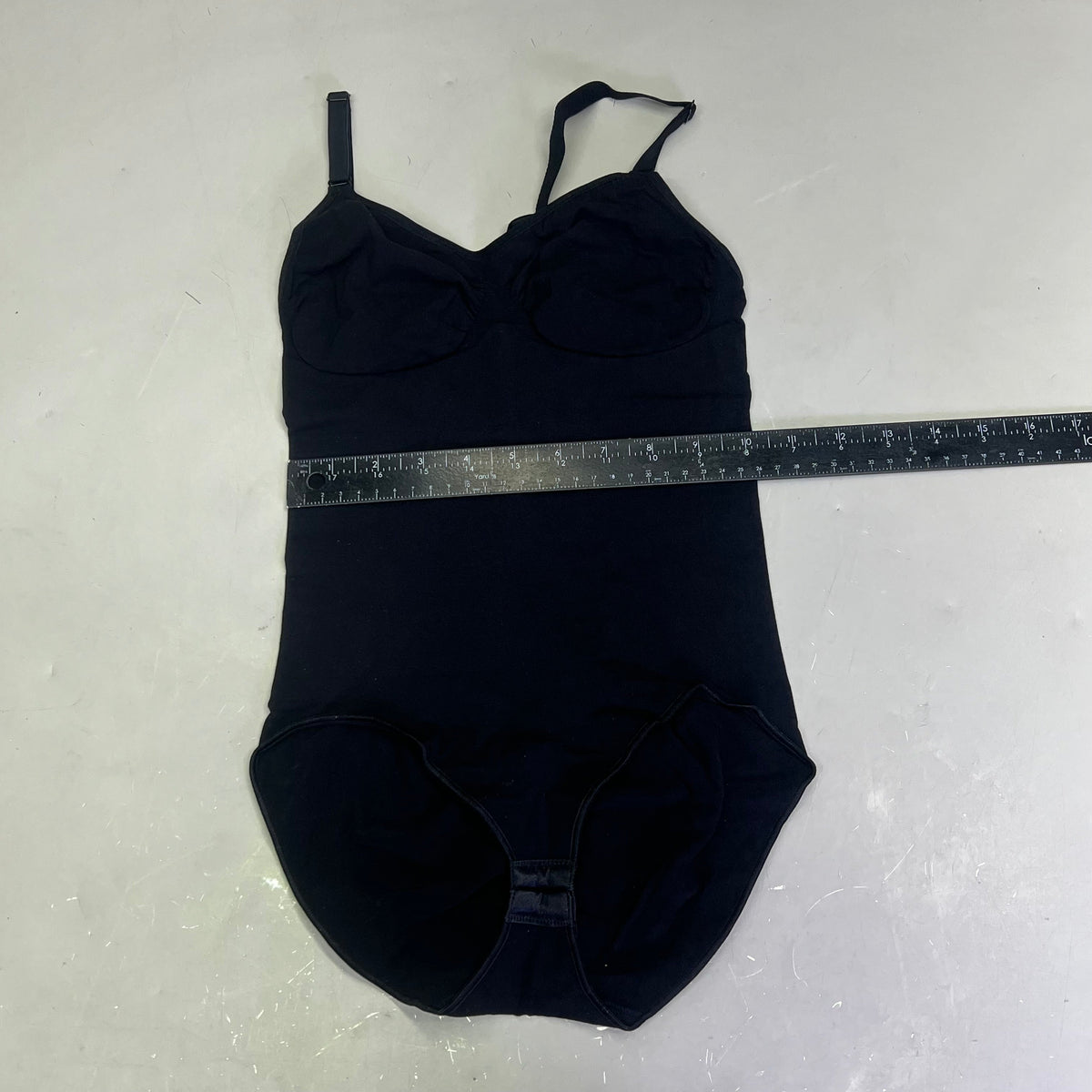 LUXMERY Breathable Stretch Fabric Low Back Sculpting Body Suit Sz L Black