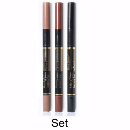 Music Flower Brand Eye brow Makeup Set Eyeliner+Eyebrow Powder+Eyebrow Brush Long-lasting Waterproof Quick Dry Comestic Tools