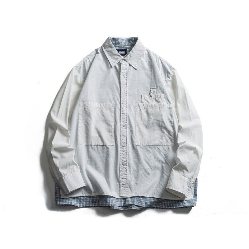Two piece checkered long sleeved shirt for casual vacation men