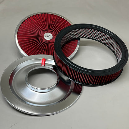 SPEEDMASTER Element Extreme Top Air Cleaner Kit 14"x2" Red/Chrome PCE104.1047