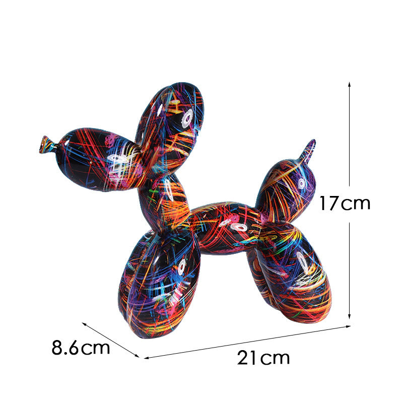 New black and white plaid balloon dog ornaments creative TV cabinet wine cabinet living room porch resin crafts
