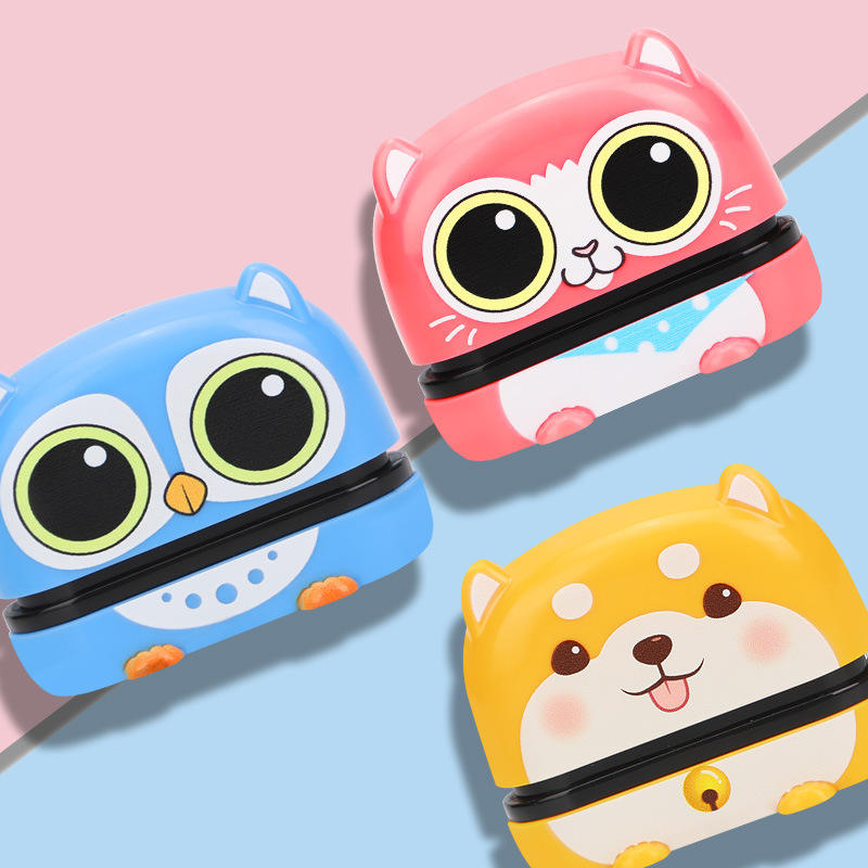 Kindergarten Kids Cartoon Personalized Photosensitive Pet Owl Pastel Name Seal Clothes Flash Foam Self Ink Toy Stamp