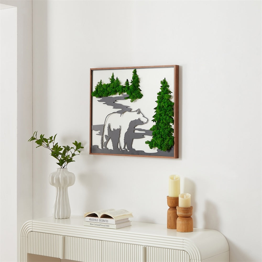 Bear Metal Art Moss Wall Decor