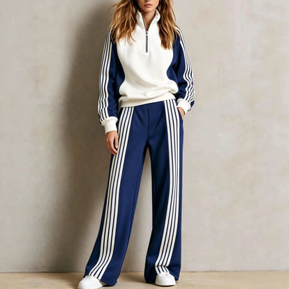 Striped Leisure Sports Suit Women