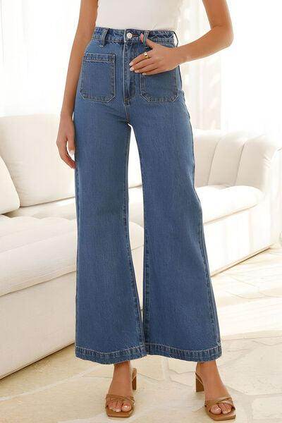 High Waist Bootcut Jeans with Pockets for Stylish Comfort