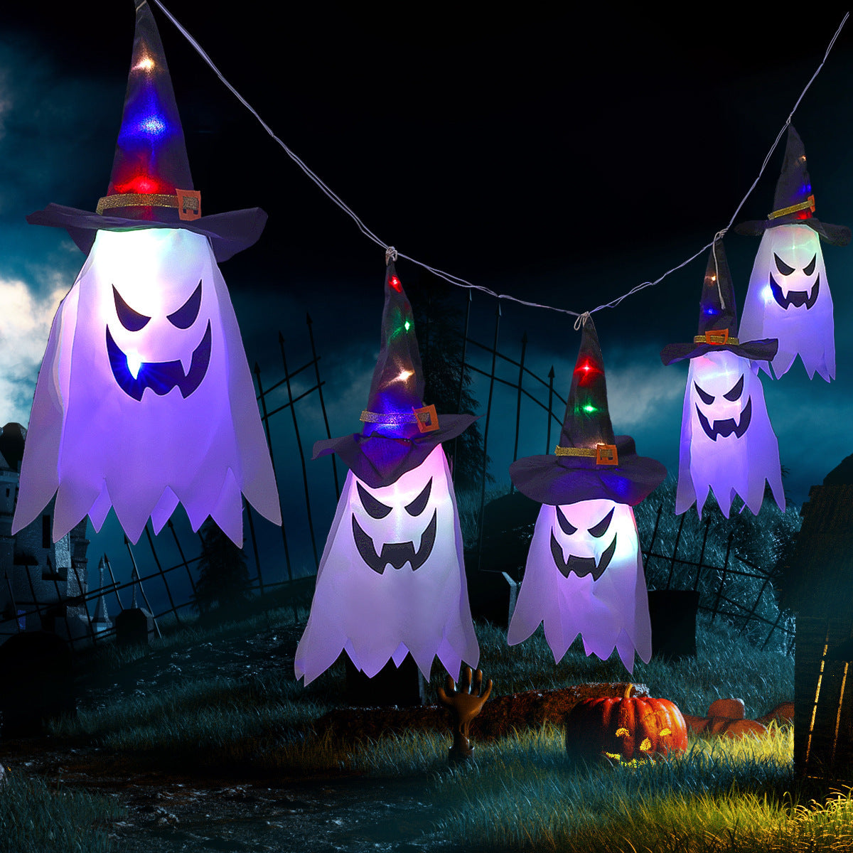 Halloween Ghost Lantern String Lights Holiday Decoration