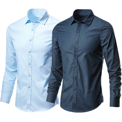 Men White Casual Suit Shirt Solid Color