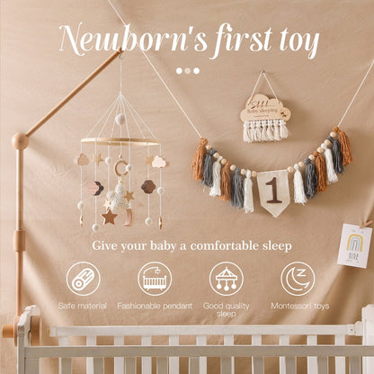 Hand Crocheted Wooden Nursery Wall Hanging