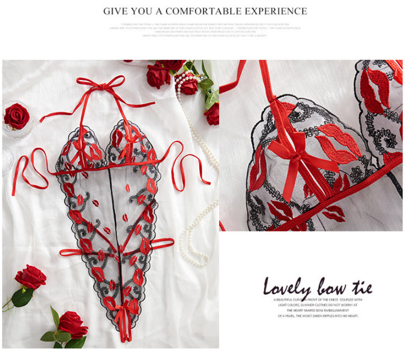 Fashion Underwear Mesh See-through Stitching Jumpsuit
