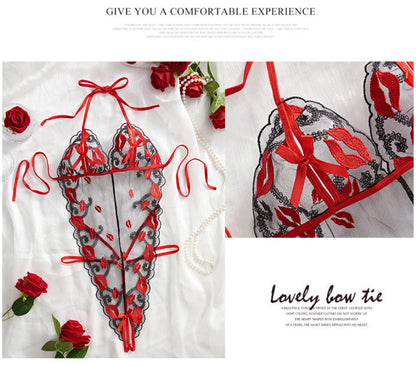 Fashion Underwear Mesh See-through Stitching Jumpsuit