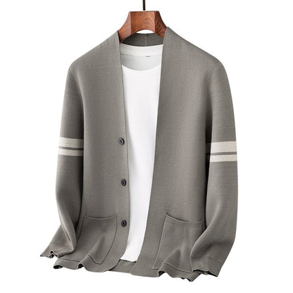 Fall Winter Men Long-sleeved Sweater Coat Thickened Blended Jacquard
