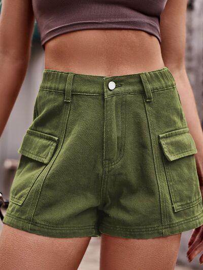 High Waist Denim Shorts with Pockets for Summer Style