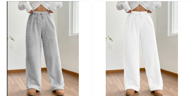Women's Solid Color Loose Fleece Casual Pants