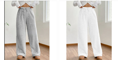 Women's Solid Color Loose Fleece Casual Pants