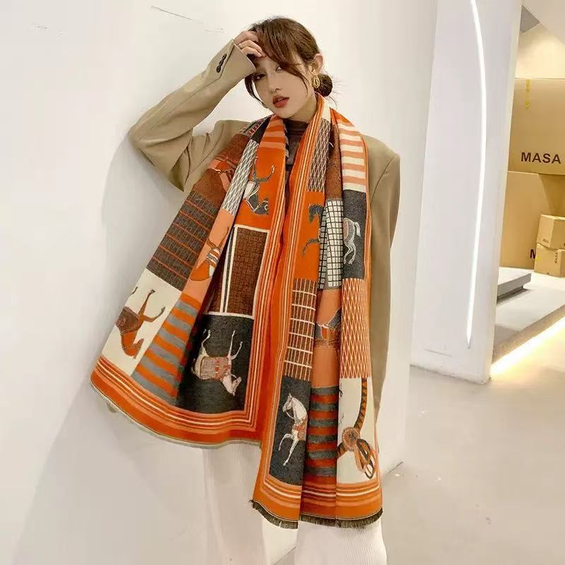 Womens Winter Cashmere-Feel CapeShoulder Wrap Outerwear