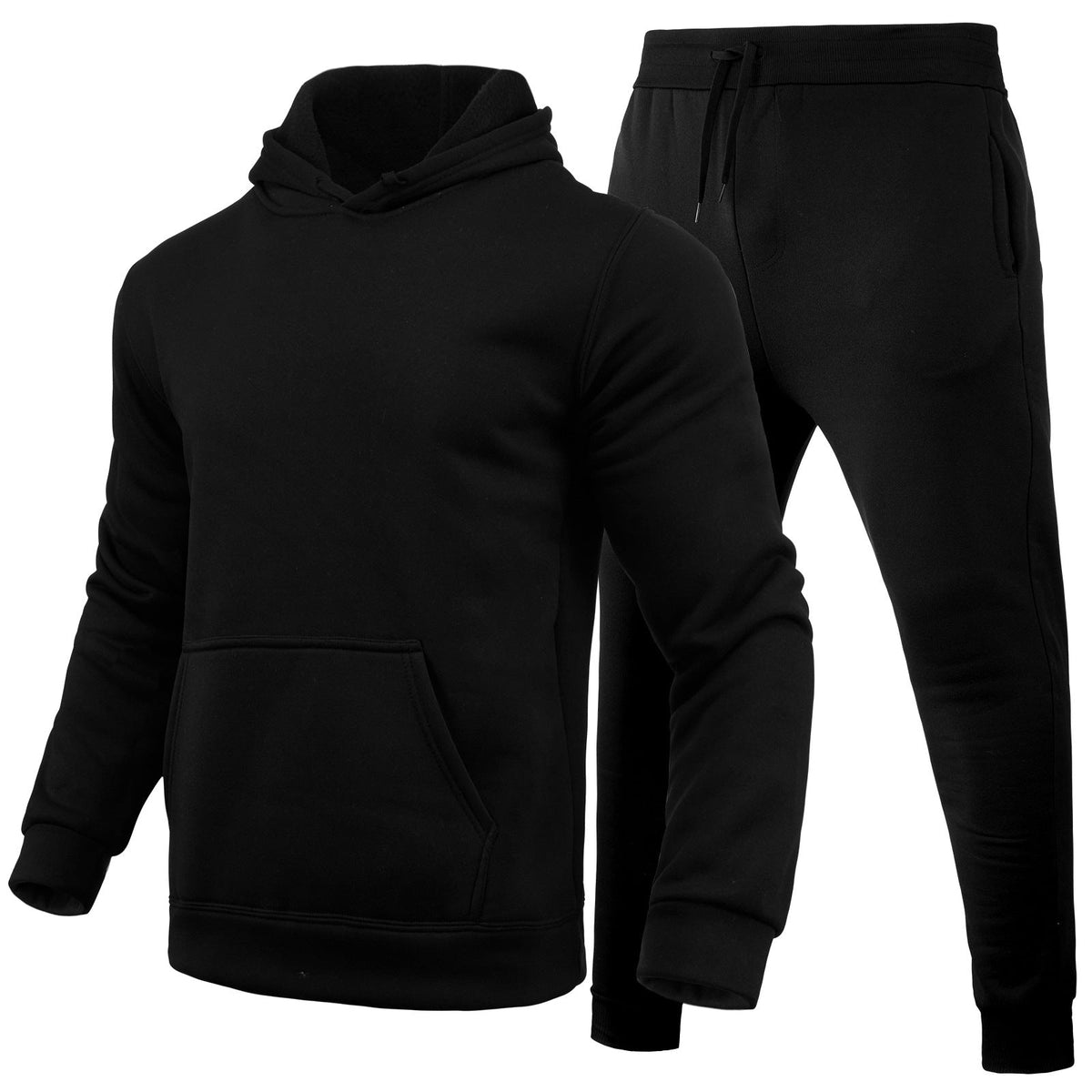 Slim-fit Solid Color Hoodie Set Urban Casual