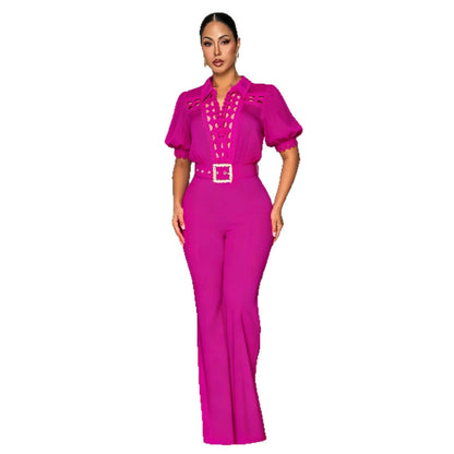 Women's Lace-panelled Lace-up Wide-leg Pants