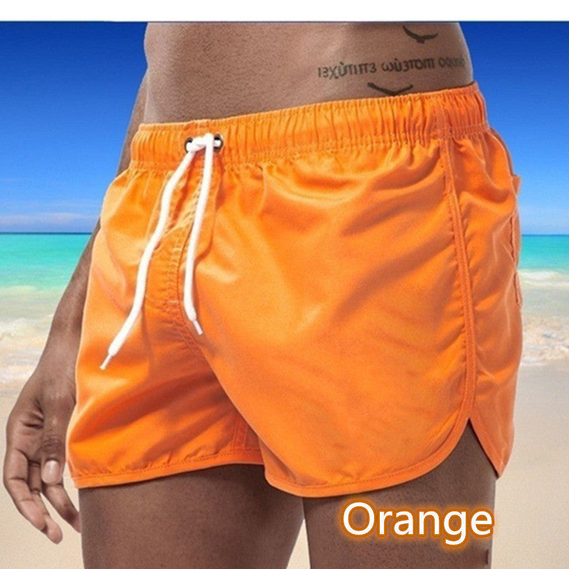 Mens Solid-Color Three-Quarter-Length Beach Shorts
