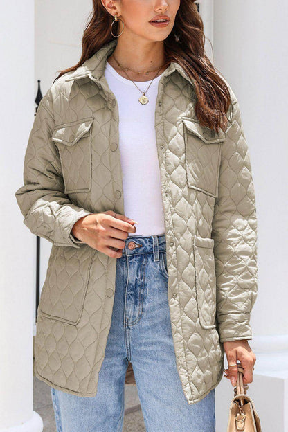 Snap Down Collared Winter Coat for Stylish Warmth