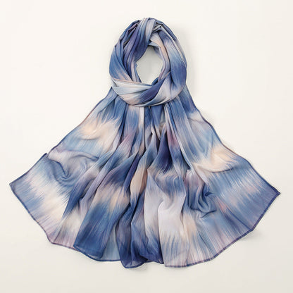 Printed Chiffon Long Scarf For Women Versatile And Fashionable For Outerwear