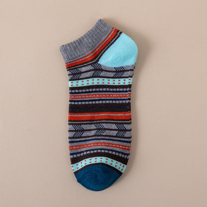 Mens Socks Harajuku-style Ankle Socks With Ethnic Patterns