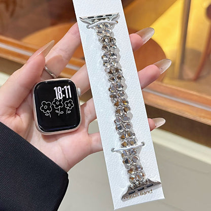 Lucky Four-leaf Clover Elastic Strap Single-row Diamond-studded Bracelet Watch Chain