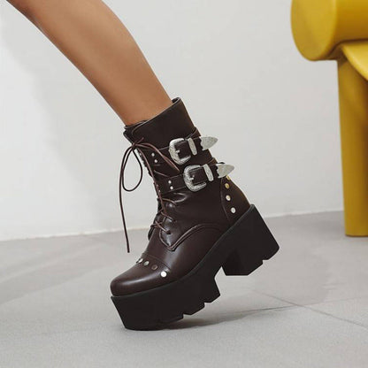 Square Heel With Side Zipper Women's