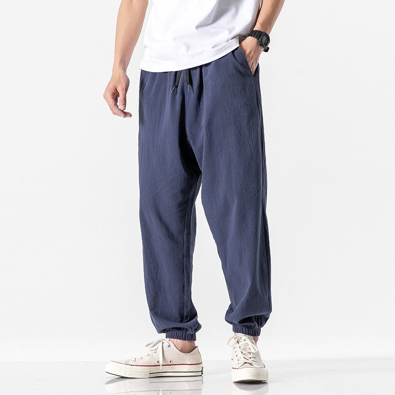 Casual Cropped Pants Thin Trendy Linen Sports Pants Men