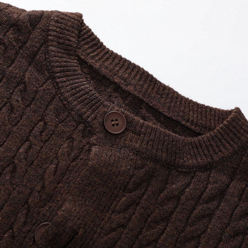 Men's Fallwinter Crew-neck Jacquard Cable-knit Long-sleeve Sweater