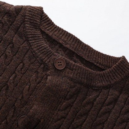 Men's Fallwinter Crew-neck Jacquard Cable-knit Long-sleeve Sweater