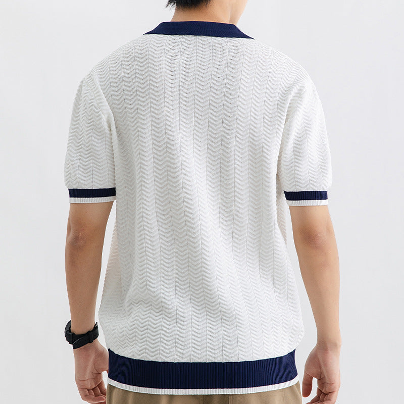 Polo Shirt Men's Ice Silk Led High-end Short-sleeved T-shirt Summer