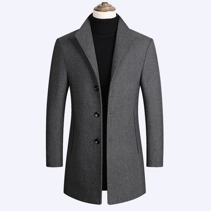 Middle-aged Men's Coat Stand-up Collar Woolen Coat
